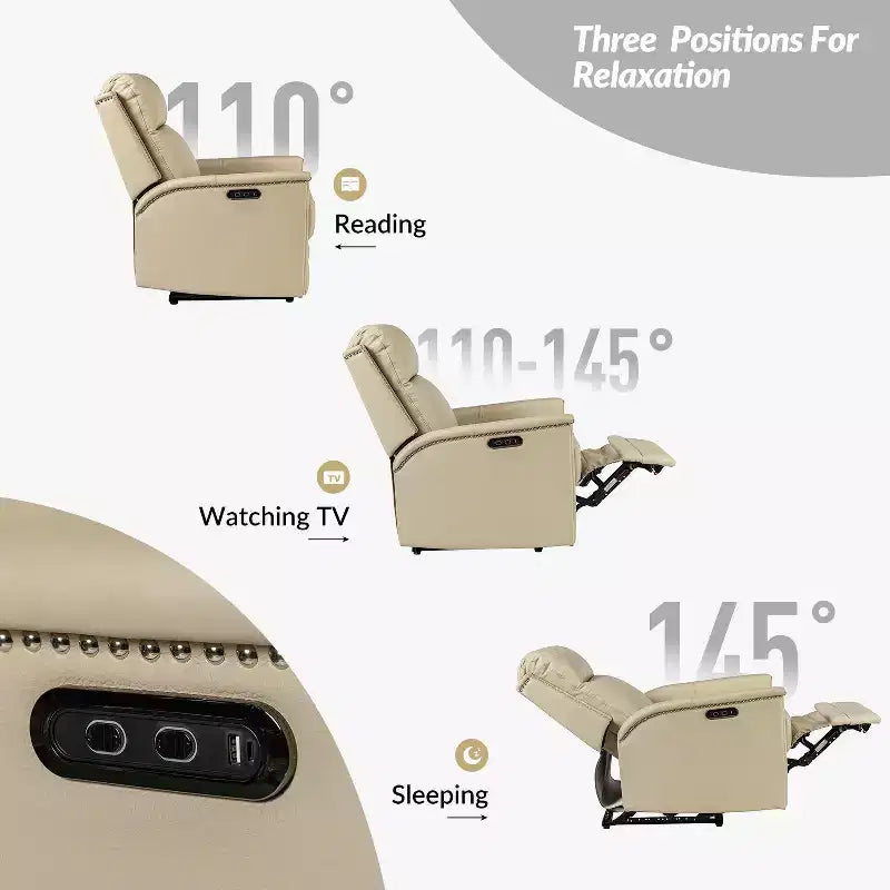 Fauteuil inclinable électrique Ottfried en cuir véritable