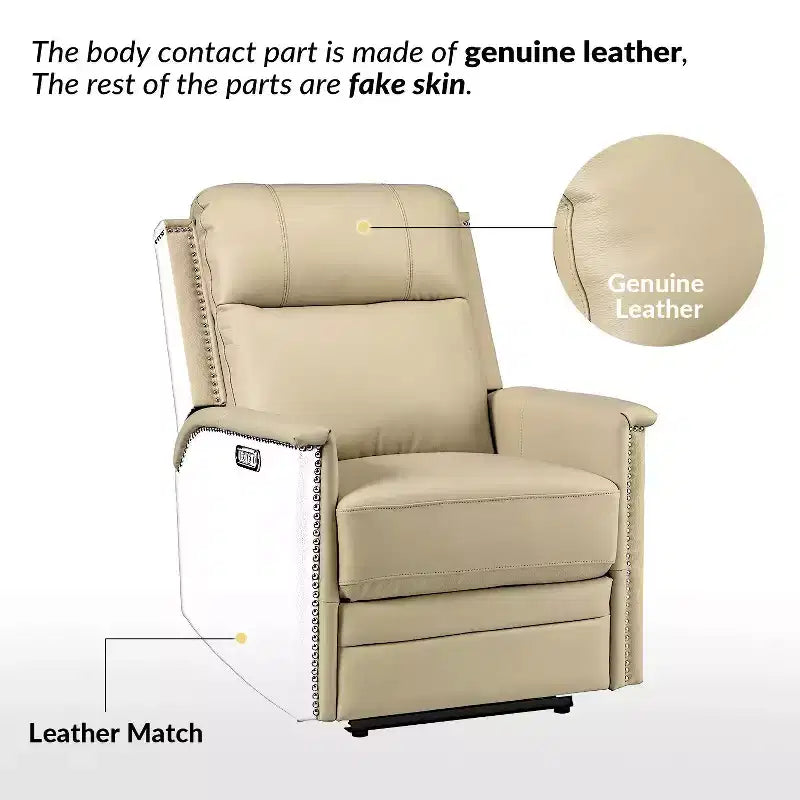 Fauteuil inclinable électrique Ottfried en cuir véritable
