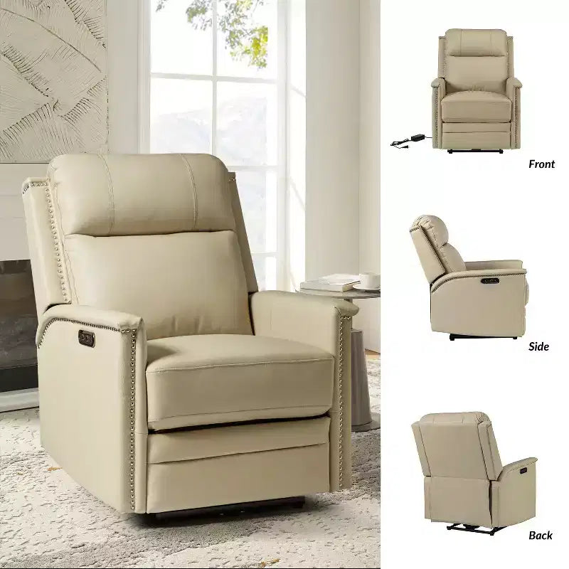 Fauteuil inclinable électrique Ottfried en cuir véritable