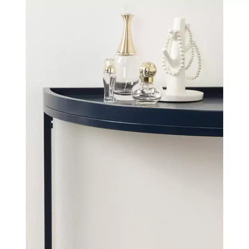 Console demi-lune Dorrah, 28x14x30, Bleu marine