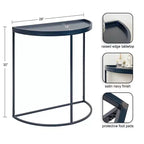 Console demi-lune Dorrah, 28x14x30, Bleu marine