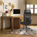 Chaise de bureau grande taille en maille avec support lombaire et appui-tête réglable, noire