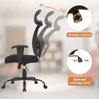 Chaise de bureau grande taille en maille avec support lombaire et appui-tête réglable, noire