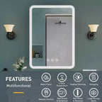 Armoire à pharmacie éclairée par LED, armoire de toilette encastrée ou murale avec miroir, anti-buée, intensité variable, 3 modes d'éclairage, fonction mémoire
