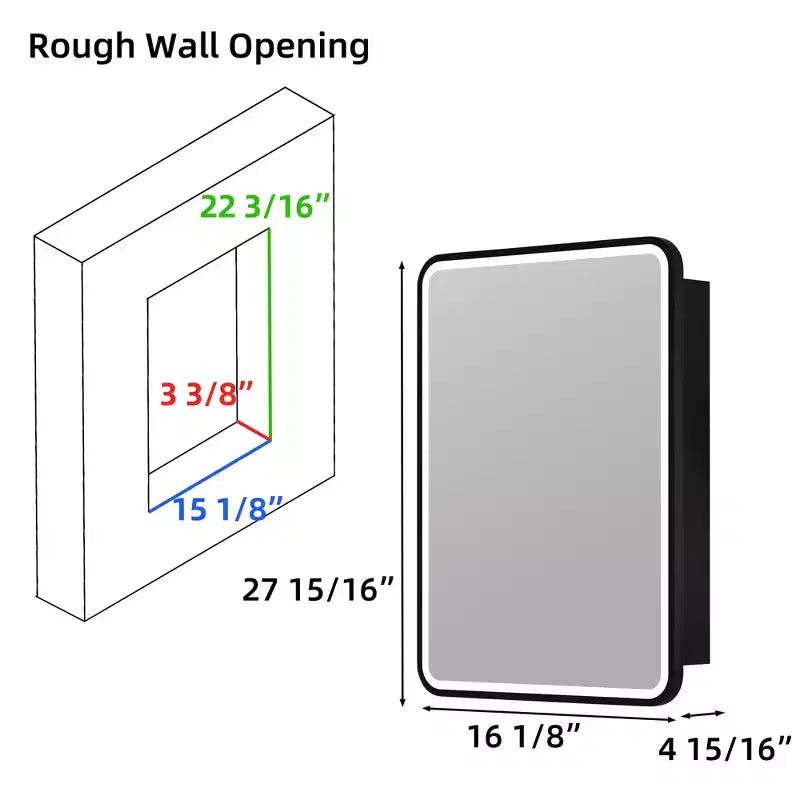 Armoire à pharmacie éclairée par LED, armoire de toilette encastrée ou murale avec miroir, anti-buée, intensité variable, 3 modes d'éclairage, fonction mémoire