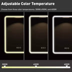 Armoire à pharmacie éclairée par LED, armoire de toilette encastrée ou murale avec miroir, anti-buée, intensité variable, 3 modes d'éclairage, fonction mémoire