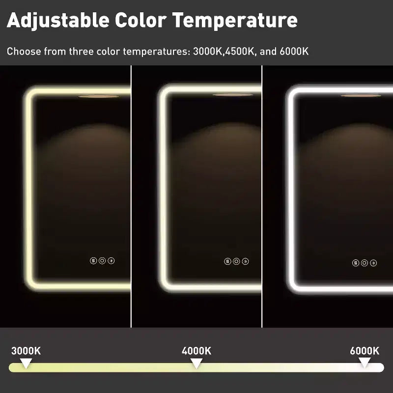 Armoire à pharmacie éclairée par LED, armoire de toilette encastrée ou murale avec miroir, anti-buée, intensité variable, 3 modes d'éclairage, fonction mémoire