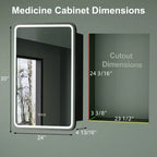 Armoire à pharmacie éclairée par LED, armoire de toilette encastrée ou murale avec miroir, anti-buée, intensité variable, 3 modes d'éclairage, fonction mémoire