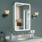 Armoire à pharmacie éclairée par LED, armoire de toilette encastrée ou murale avec miroir, anti-buée, intensité variable, 3 modes d'éclairage, fonction mémoire