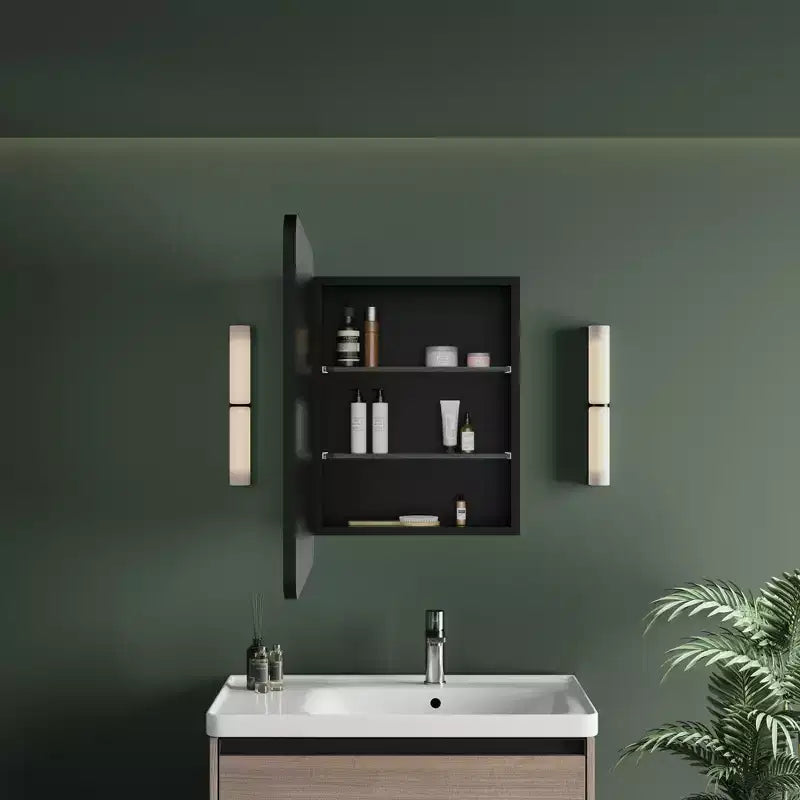 Armoire à pharmacie éclairée par LED, armoire de toilette encastrée ou murale avec miroir, anti-buée, intensité variable, 3 modes d'éclairage, fonction mémoire