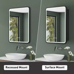 Armoire à pharmacie éclairée par LED, armoire de toilette encastrée ou murale avec miroir, anti-buée, intensité variable, 3 modes d'éclairage, fonction mémoire