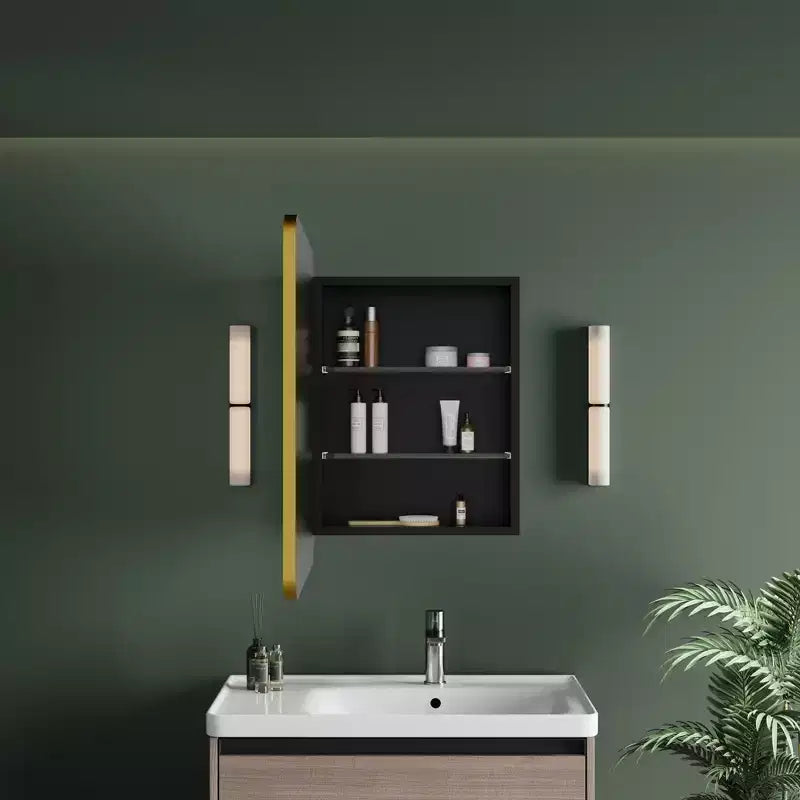Armoire à pharmacie éclairée par LED, armoire de toilette encastrée ou murale avec miroir, anti-buée, intensité variable, 3 modes d'éclairage, fonction mémoire