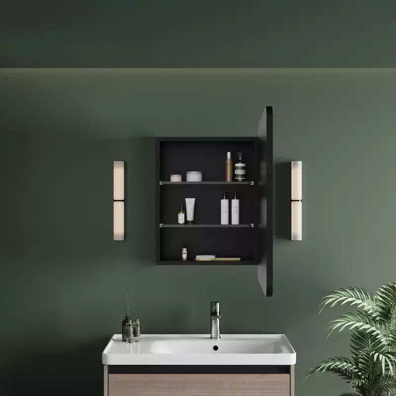 Armoire à pharmacie éclairée par LED, armoire de toilette encastrée ou murale avec miroir, anti-buée, intensité variable, 3 modes d'éclairage, fonction mémoire