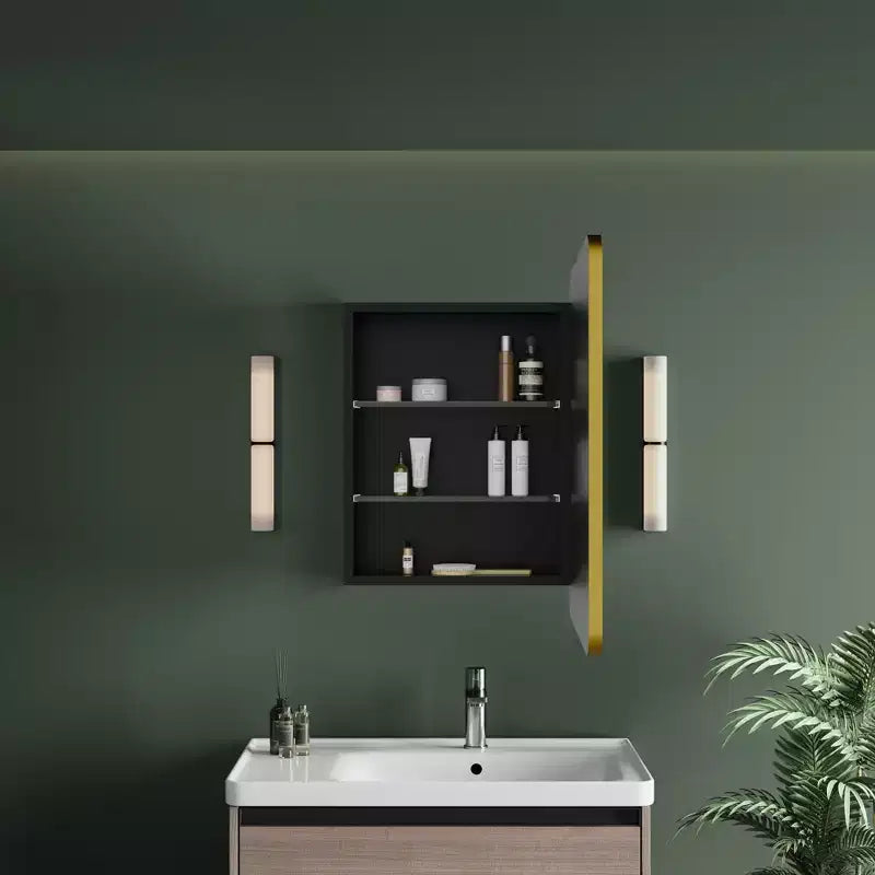 Armoire à pharmacie éclairée par LED, armoire de toilette encastrée ou murale avec miroir, anti-buée, intensité variable, 3 modes d'éclairage, fonction mémoire