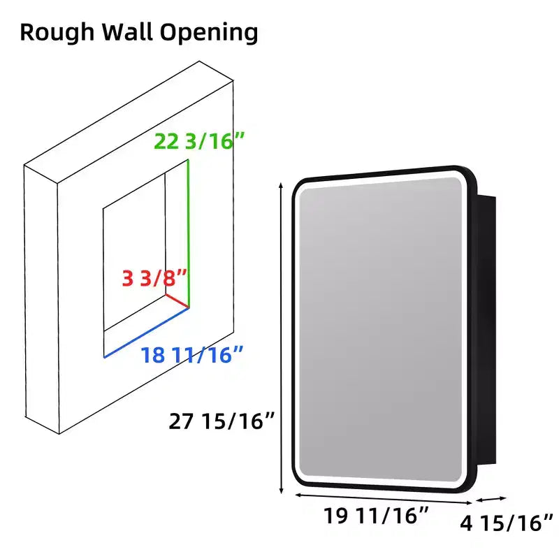 Armoire à pharmacie éclairée par LED, armoire de toilette encastrée ou murale avec miroir, anti-buée, intensité variable, 3 modes d'éclairage, fonction mémoire