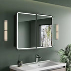Armoire à pharmacie éclairée par LED, armoire de toilette encastrée ou murale avec miroir, anti-buée, intensité variable, 3 modes d'éclairage, fonction mémoire