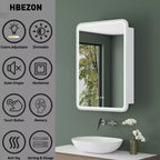 Armoire à pharmacie éclairée par LED, armoire de toilette encastrée ou murale avec miroir, anti-buée, intensité variable, 3 modes d'éclairage, fonction mémoire