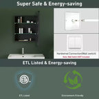 Armoire à pharmacie éclairée par LED, armoire de toilette encastrée ou murale avec miroir, anti-buée, intensité variable, 3 modes d'éclairage, fonction mémoire