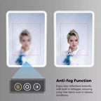 Armoire à pharmacie éclairée par LED, armoire de toilette encastrée ou murale avec miroir, anti-buée, intensité variable, 3 modes d'éclairage, fonction mémoire