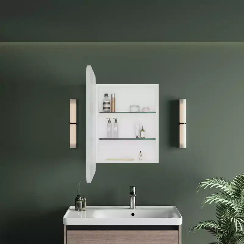 Armoire à pharmacie éclairée par LED, armoire de toilette encastrée ou murale avec miroir, anti-buée, intensité variable, 3 modes d'éclairage, fonction mémoire