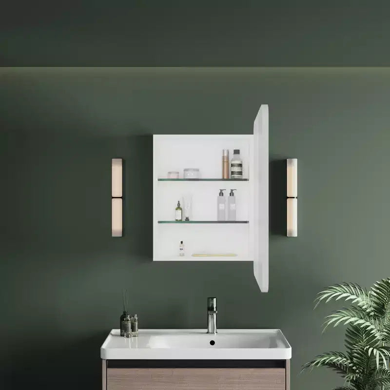 Armoire à pharmacie éclairée par LED, armoire de toilette encastrée ou murale avec miroir, anti-buée, intensité variable, 3 modes d'éclairage, fonction mémoire