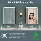 Armoire à pharmacie éclairée par LED, armoire de toilette encastrée ou murale avec miroir, anti-buée, intensité variable, 3 modes d'éclairage, fonction mémoire