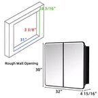 Armoire à pharmacie éclairée par LED, armoire de toilette encastrée ou murale avec miroir, anti-buée, intensité variable, 3 modes d'éclairage, fonction mémoire