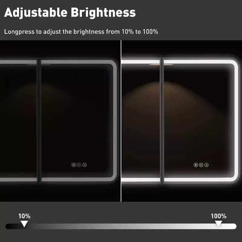 Armoire à pharmacie éclairée par LED, armoire de toilette encastrée ou murale avec miroir, anti-buée, intensité variable, 3 modes d'éclairage, fonction mémoire
