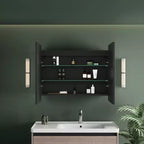 Armoire à pharmacie éclairée par LED, armoire de toilette encastrée ou murale avec miroir, anti-buée, intensité variable, 3 modes d'éclairage, fonction mémoire